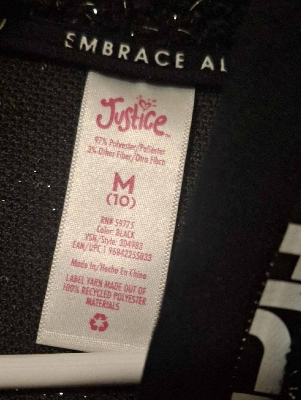 Justice Black Glitter Quarter-Zip Pullover